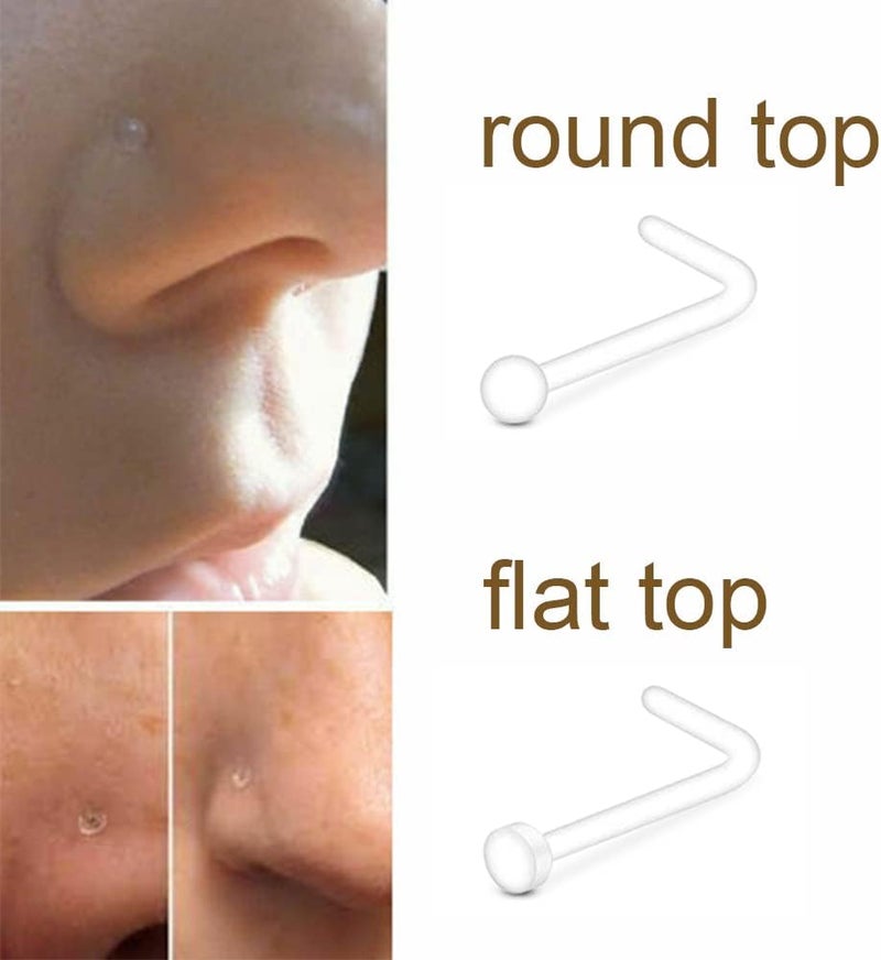 MODRSA 18g 20g Nude Clear Nose Studs for Work Clear Piercing Retainers for Surgery Plastic Septum Retainer 16g Labret Lip Studs Plastic Cartilage Earring Studs for Sport Surgery Invisible Septum Rings - Image 3